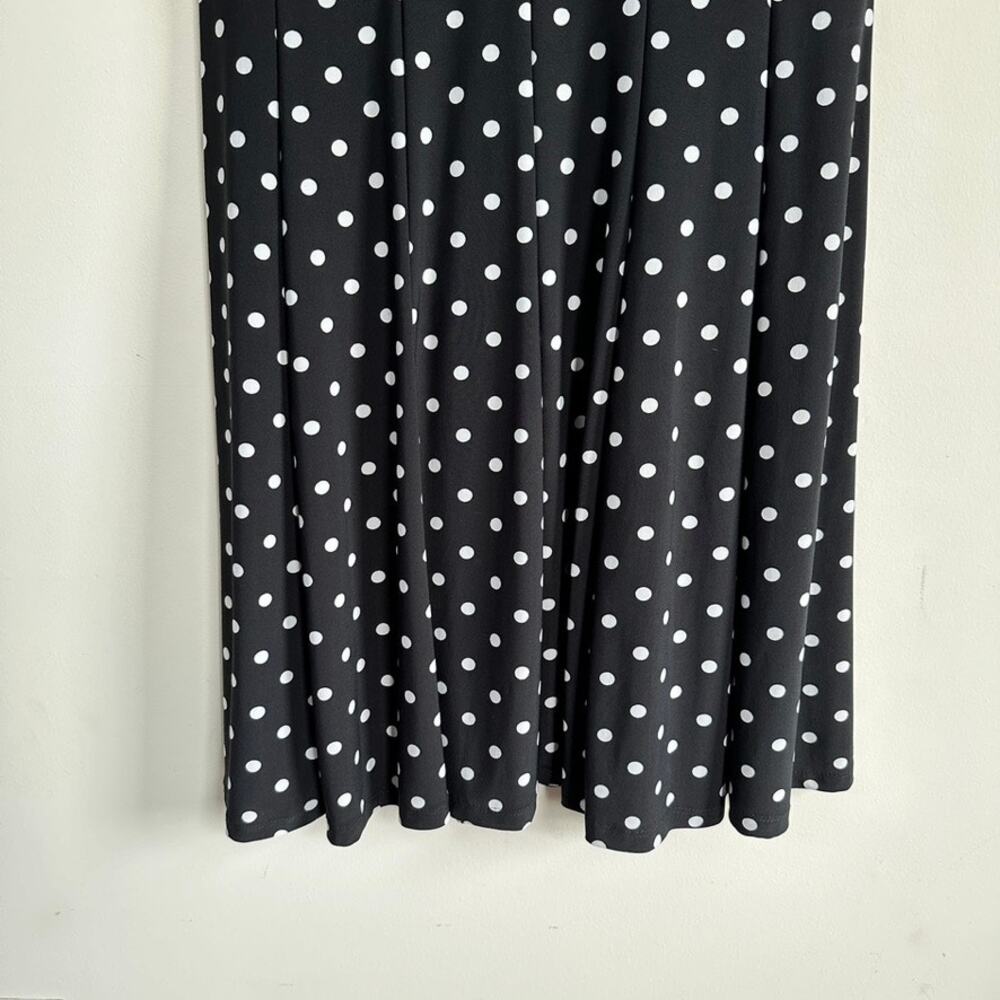 Lauren Ralph Lauren Dress V-Neck Short Sleeve Fit & Flare Black Polka Dot Sz Med - Picture 3 of 9